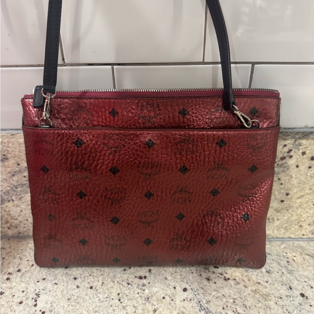 MCM Burgundy Leather crossbody Bag